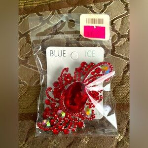 Blue Ice Costume Jewelry Ruby Red Brooches NWT